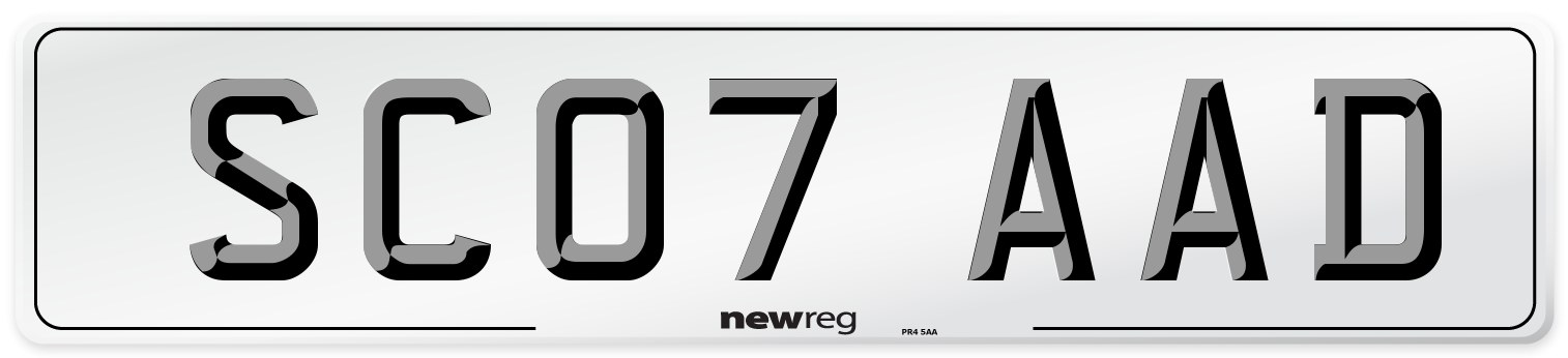 SC07 AAD Number Plate from New Reg